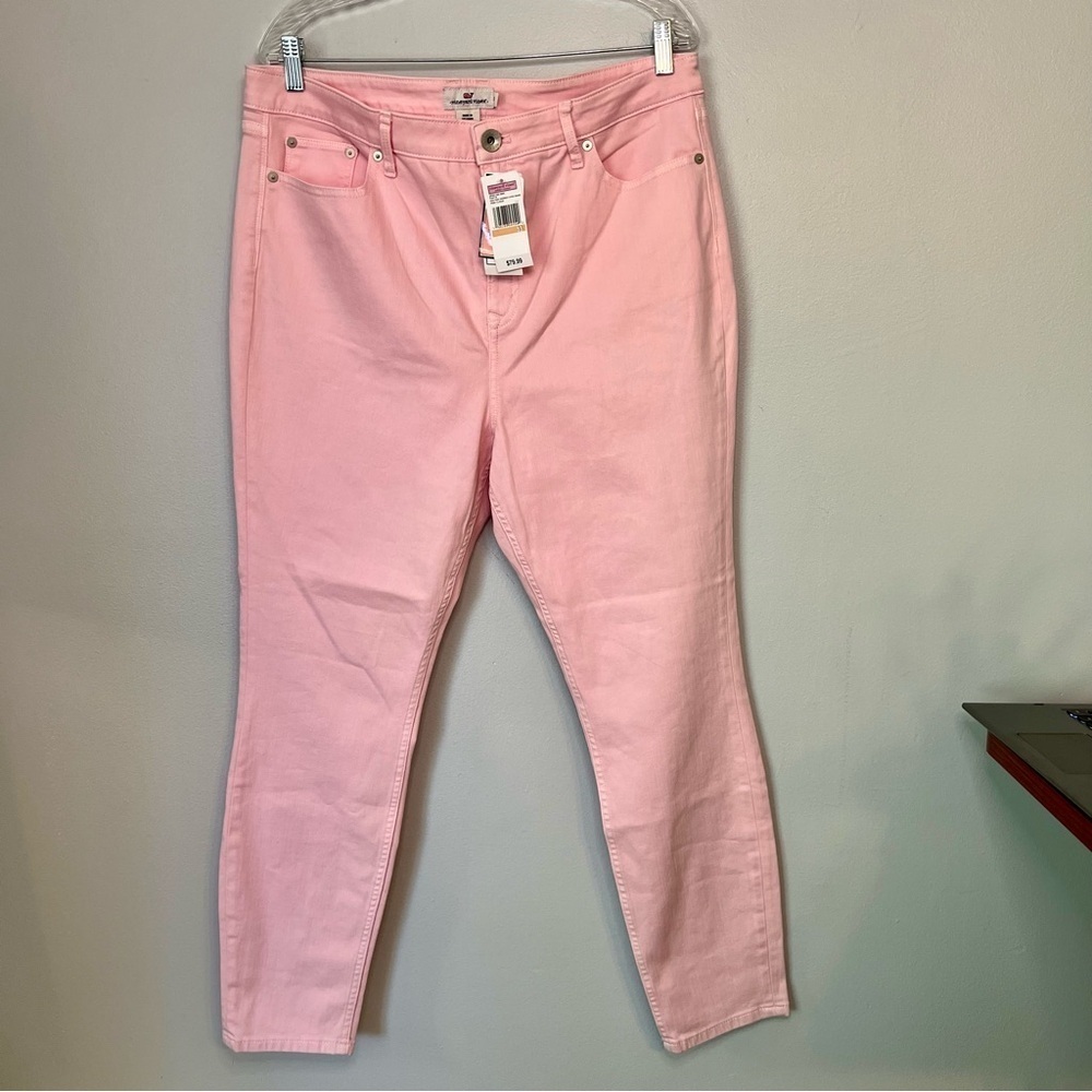 🆕 Vineyard Vines High Rise Garment Dyed Denim Pink Cloud Jeans Size 33 Barbie